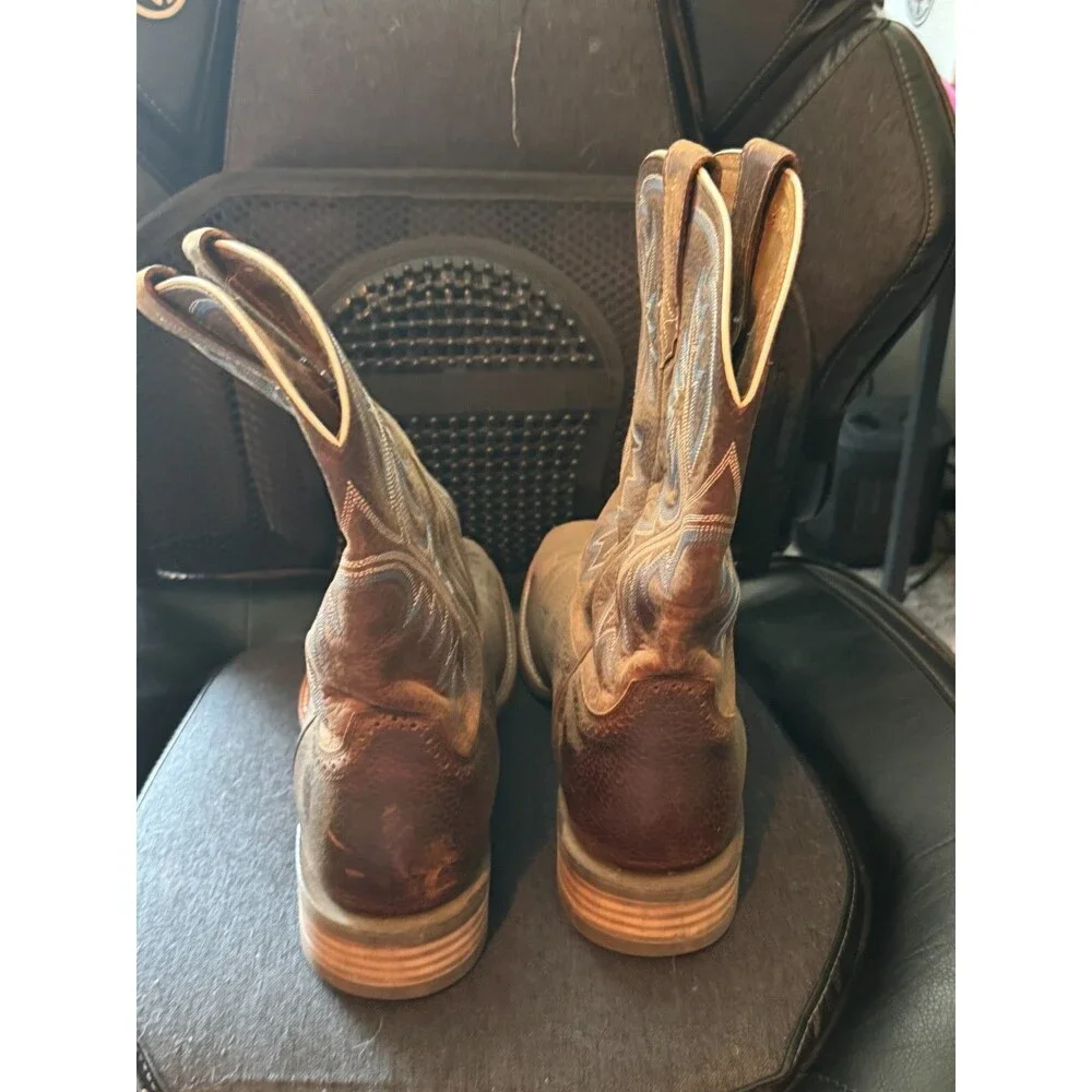 Ariat Men's Brown Leather Wide Square Toe Western Cowboy Boots Size 13 EE